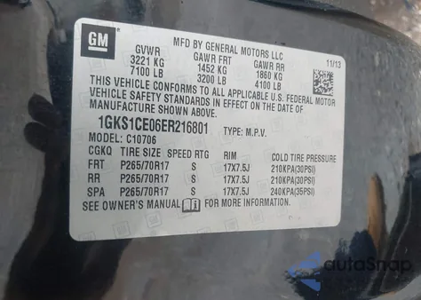 2014 GMC Yukon Slt from USA, damaged, VIN 1GKS1CE06ER216801